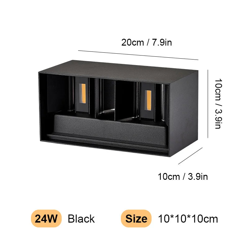 Aluminum LED Wall Lamp – Outdoor & Indoor Waterproof IP65 Modern Wall Light (6W / 12W / 24W, Warm & White)