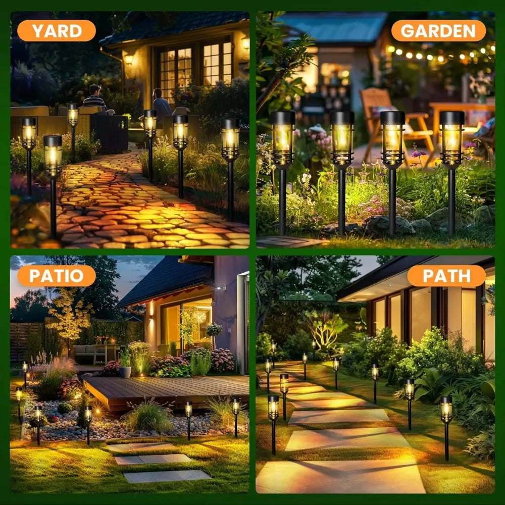 4-Pack Solar Pathway Lights (Warm White) – Waterproof Outdoor Landscape Lighting for Yard, Walkway & Driveway