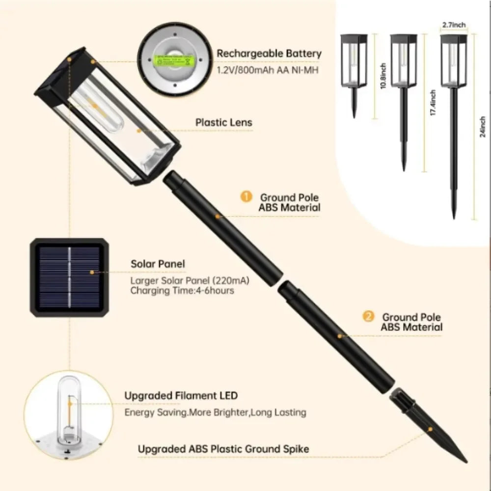 Solar Pathway Lights (2/4/6/8 Pack) – IP65 Waterproof LED Garden Lights for Walkways, Yard & Landscape