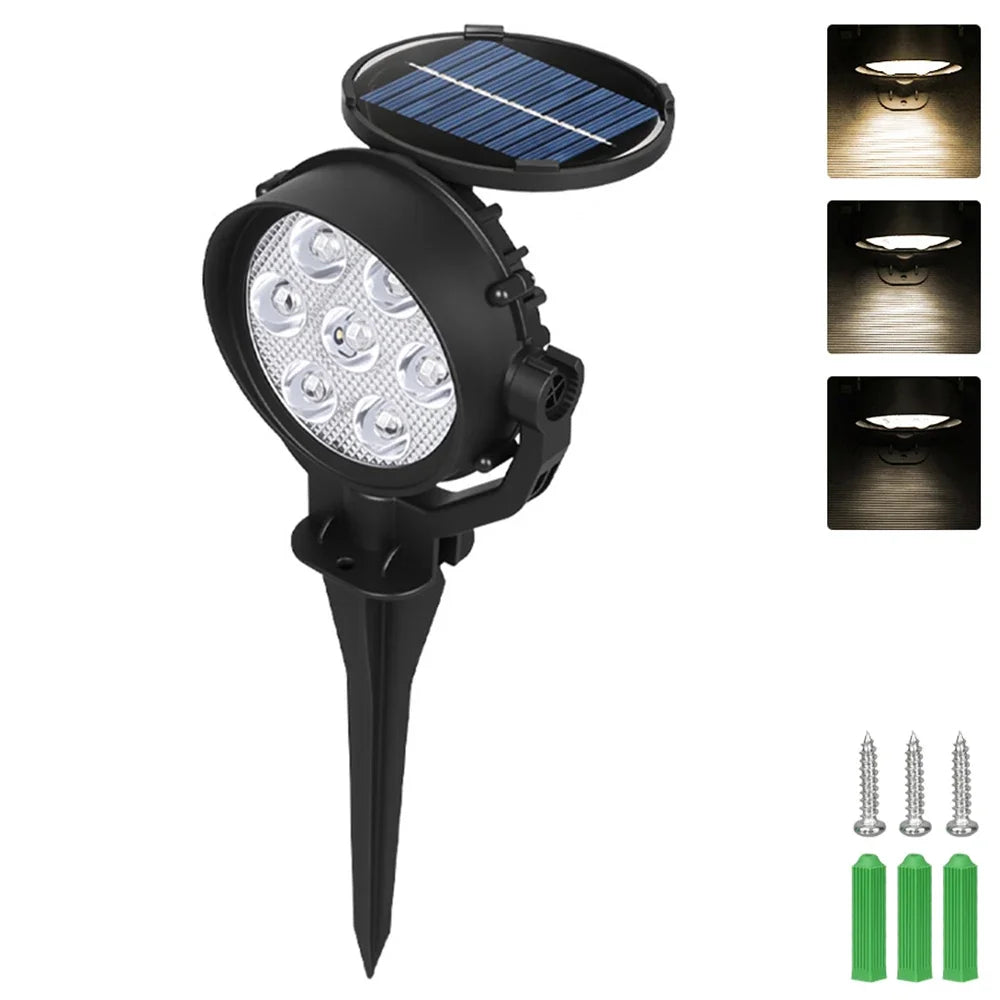 Solar Landscape Spotlights – RGB LED Outdoor Uplights (IP65 Waterproof, Adjustable Brightness)