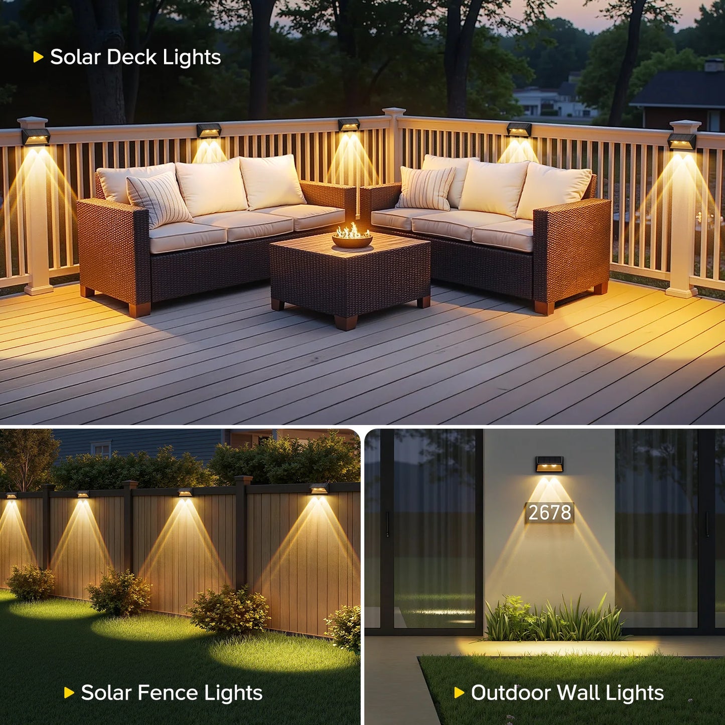 Solar Fence & Step Lights (4/8/12 Pack) – Waterproof LED Outdoor Wall Lighting (Warm or Cool White)
