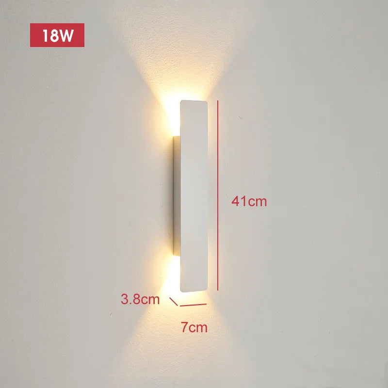 Modern LED Wall Strip Light – IP65 Waterproof Aluminum Outdoor Wall Lamp (2W–24W, Black/White, Indoor/Outdoor)