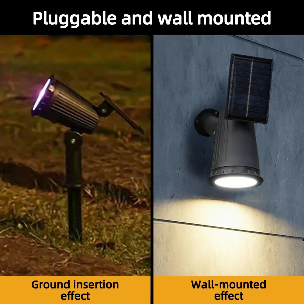 Solar Landscape Spotlights – RGB LED Outdoor Uplights (IP65 Waterproof, Adjustable Brightness)
