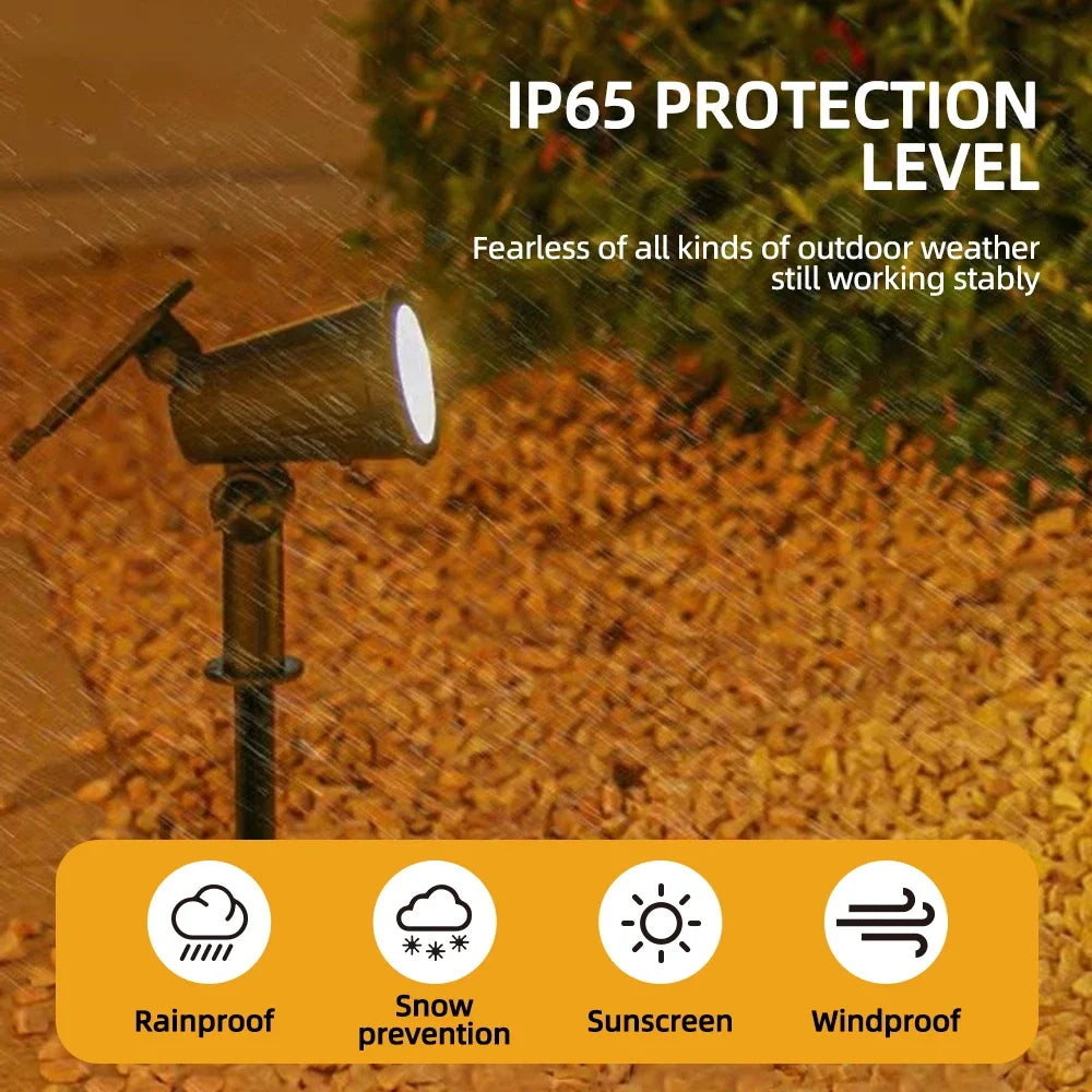 Solar Landscape Spotlights – RGB LED Outdoor Uplights (IP65 Waterproof, Adjustable Brightness)