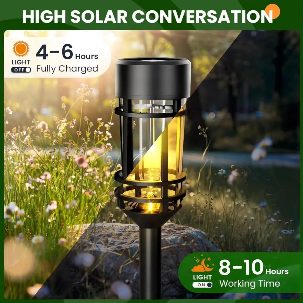 4-Pack Solar Pathway Lights (Warm White) – Waterproof Outdoor Landscape Lighting for Yard, Walkway & Driveway