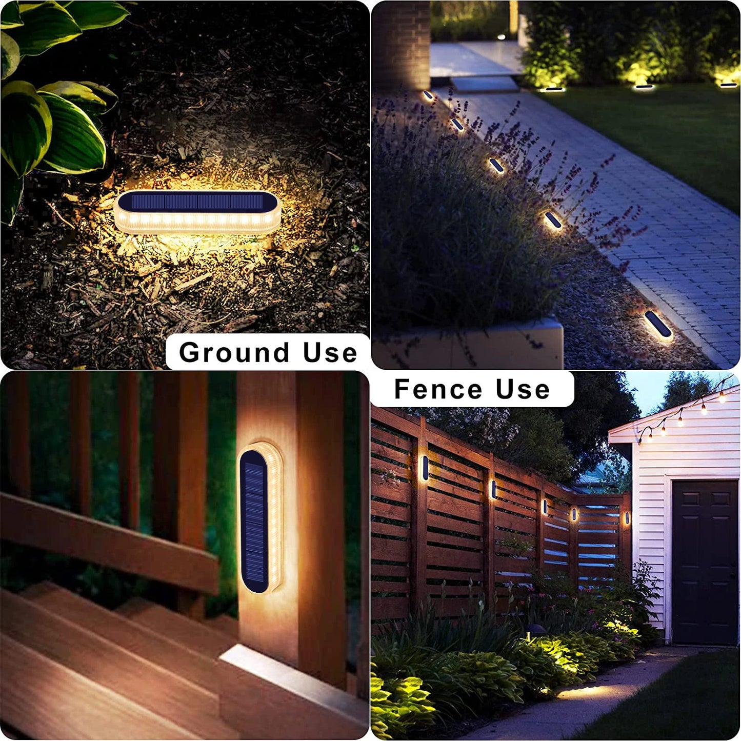 Solar Step Lights (2/4/6 Pack) – IP68 Waterproof LED Light Bars for Stairs, Driveways & Walkways (Warm White)