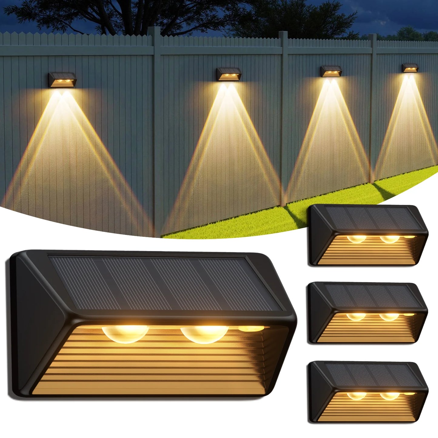 Solar Fence & Step Lights (4/8/12 Pack) – Waterproof LED Outdoor Wall Lighting (Warm or Cool White)