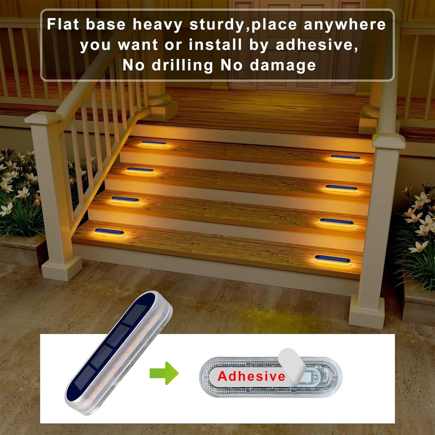 Solar Step Lights (2/4/6 Pack) – IP68 Waterproof LED Light Bars for Stairs, Driveways & Walkways (Warm White)