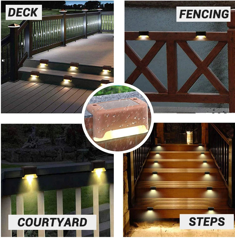 Solar Deck Lights – Outdoor Waterproof LED Step & Fence Lighting (1–12 Pack)