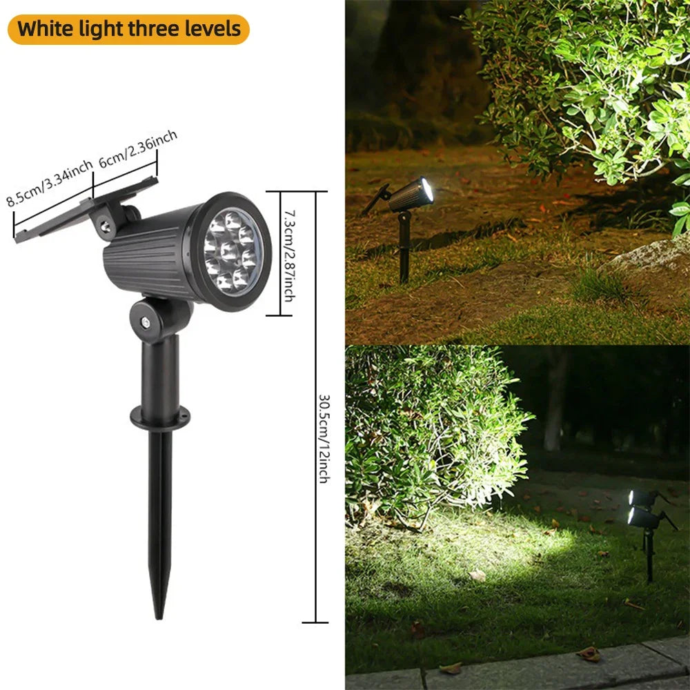 Solar Landscape Spotlights – RGB LED Outdoor Uplights (IP65 Waterproof, Adjustable Brightness)