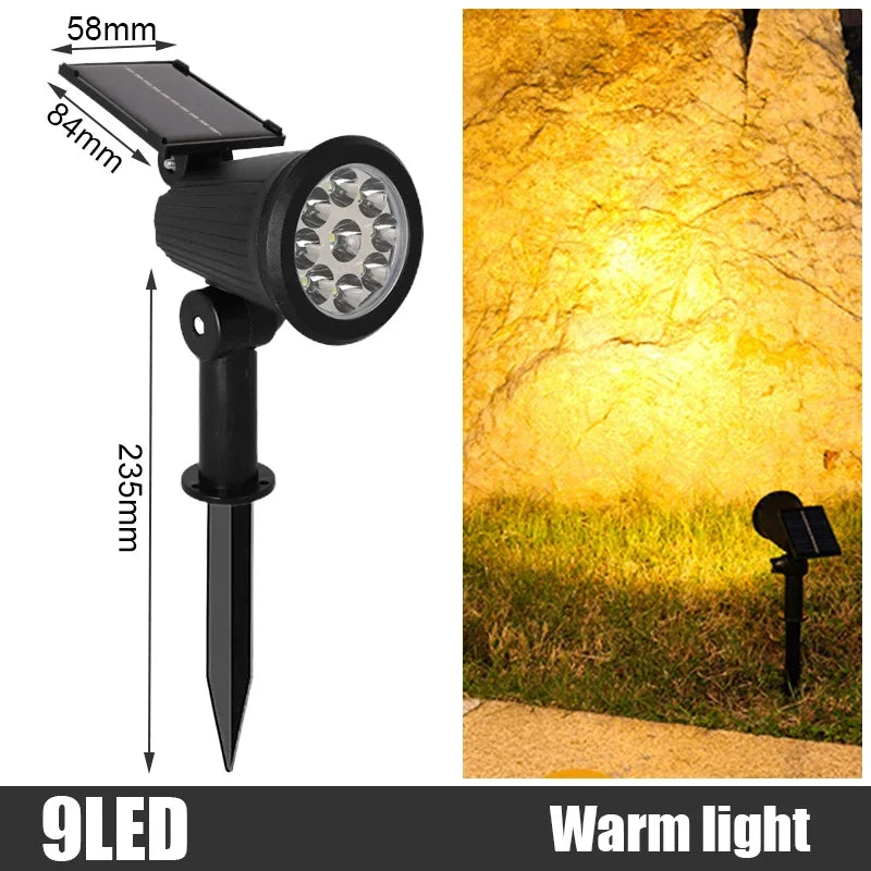 Solar Landscape Spotlights – RGB LED Outdoor Uplights (IP65 Waterproof, Adjustable Brightness)