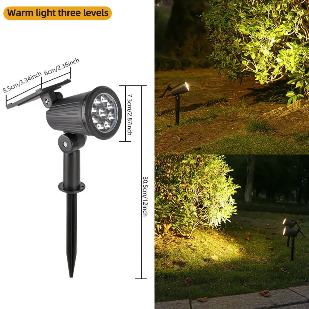 Solar Landscape Spotlights – RGB LED Outdoor Uplights (IP65 Waterproof, Adjustable Brightness)