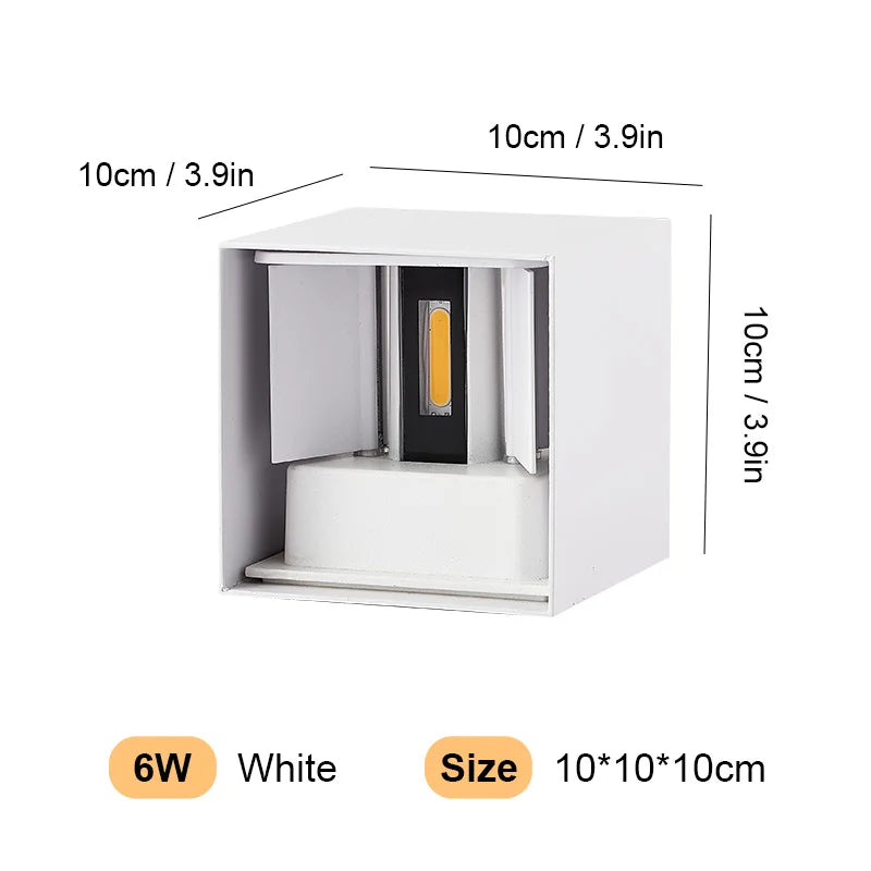 Aluminum LED Wall Lamp – Outdoor & Indoor Waterproof IP65 Modern Wall Light (6W / 12W / 24W, Warm & White)