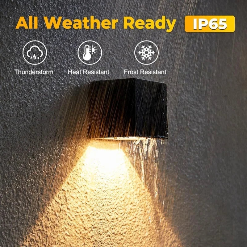 Solar Wall Light – IP65 Waterproof LED Outdoor Cube Lamp (Warm White or RGB, Dusk to Dawn)