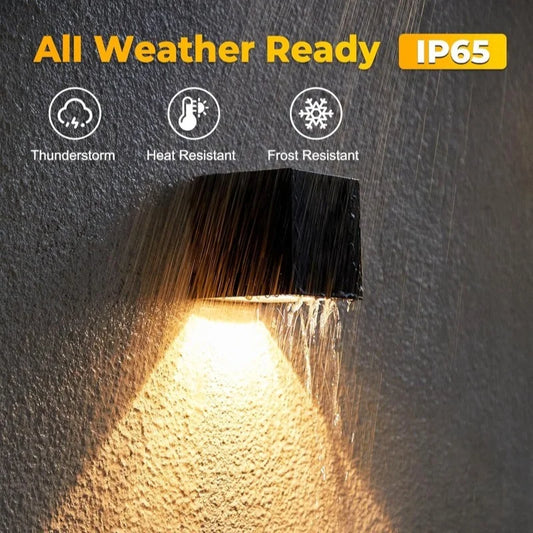 Solar Wall Light – IP65 Waterproof LED Outdoor Cube Lamp (Warm White or RGB, Dusk to Dawn)