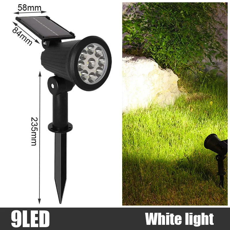 Solar Landscape Spotlights – RGB LED Outdoor Uplights (IP65 Waterproof, Adjustable Brightness)