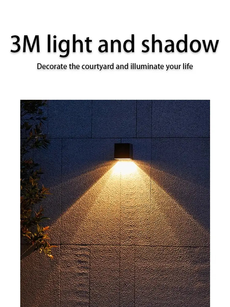 Solar Wall Light – IP65 Waterproof LED Outdoor Cube Lamp (Warm White or RGB, Dusk to Dawn)