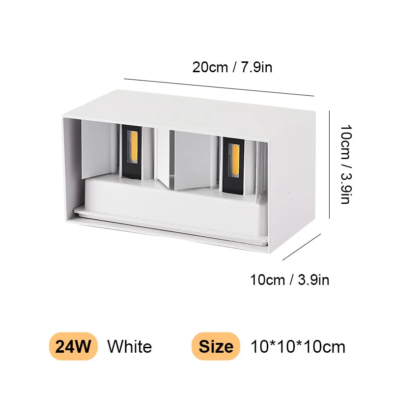Aluminum LED Wall Lamp – Outdoor & Indoor Waterproof IP65 Modern Wall Light (6W / 12W / 24W, Warm & White)