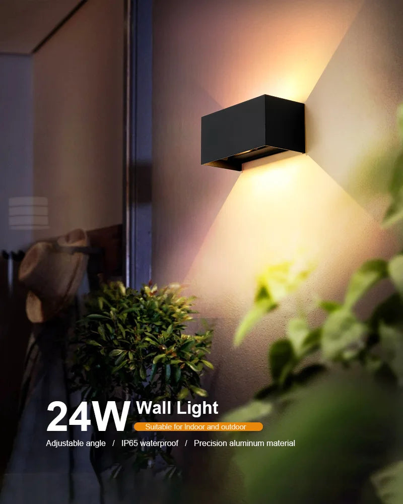 Aluminum LED Wall Lamp – Outdoor & Indoor Waterproof IP65 Modern Wall Light (6W / 12W / 24W, Warm & White)