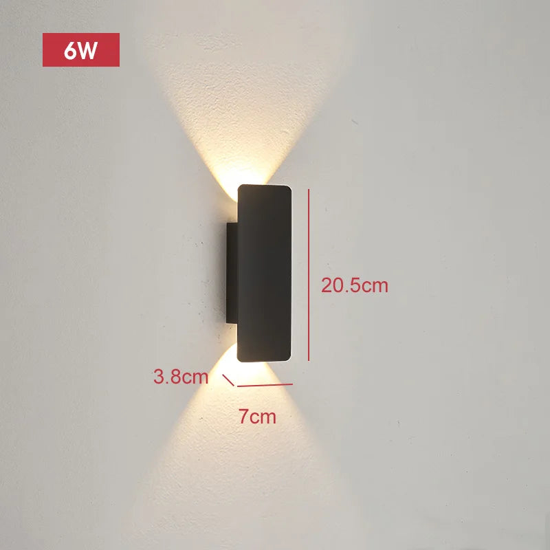 Modern LED Wall Strip Light – IP65 Waterproof Aluminum Outdoor Wall Lamp (2W–24W, Black/White, Indoor/Outdoor)